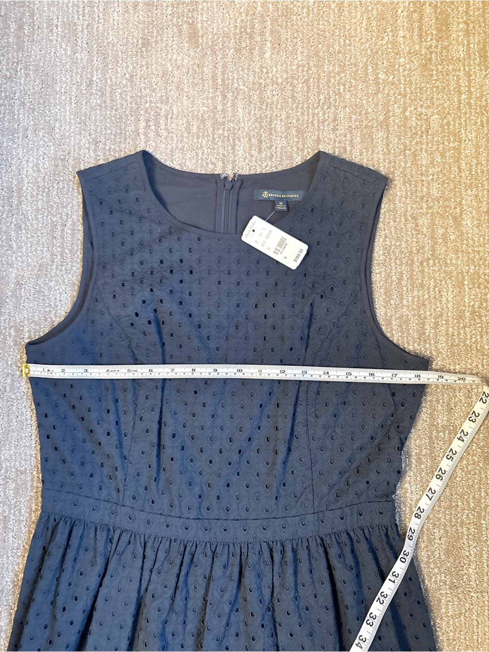 NWT Brooks Brothers Navy Eyelet Dress Size 12 - Preppy Coastal Timeless Style - Picture 7 of 11